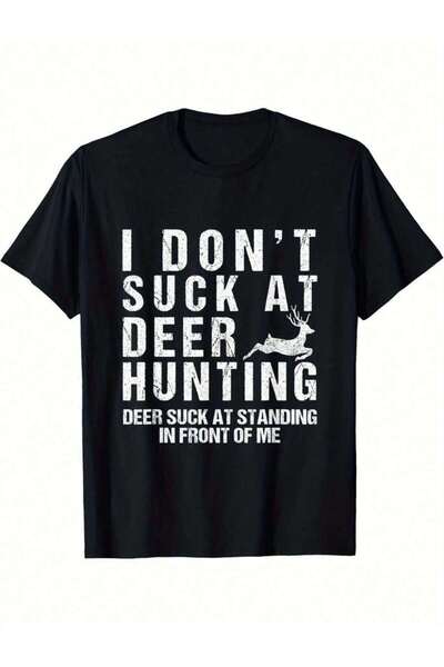 KYMC07 تي شيرت رجالي مضحك بطبعة I'Not Good At Hunting، برقبة دائرية وأكمام قص...