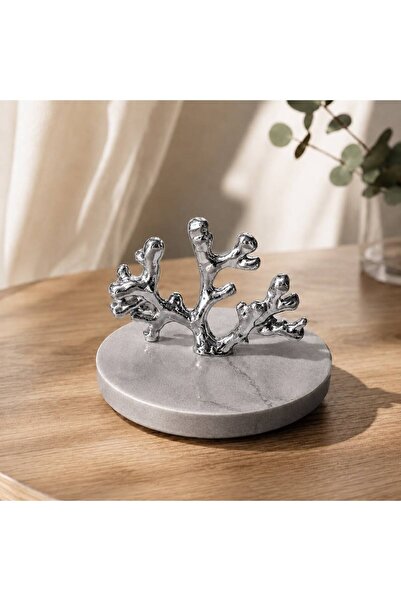 BeeCandleHome Gri Mermer Desenli Silver Gri Tokalı Büyük Box Kapağı - TEK KAP...
