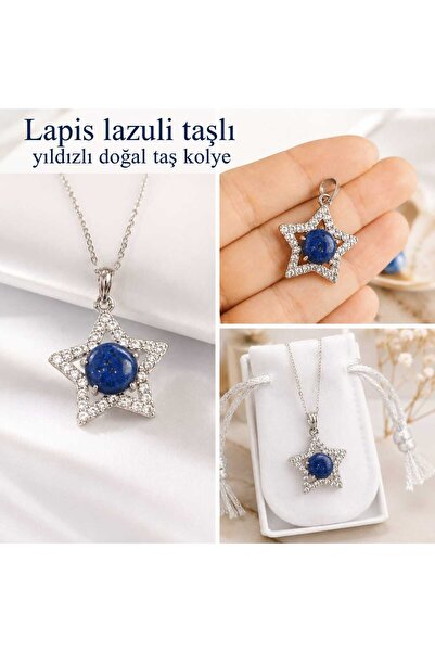 best bioenerji taş terapi Lapis Lazuli Starry Stone Natural Stone Necklace Ce...