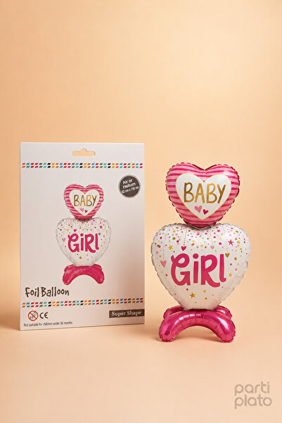 He2 Balloons Pembe Ayaklı Baby Girl Folyo Balon 110 cm, Kız Bebek Hoş Geldin ...