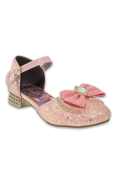 MİLAYLA Glittery Stone Girls' Princess Heeled Evening Dress Shoes