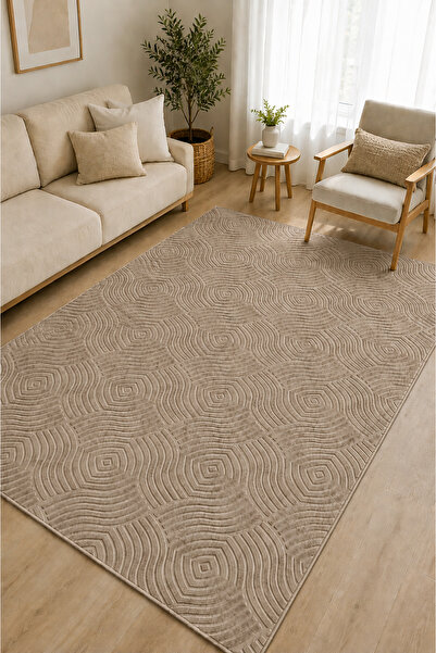 Merinos Premium Rölyef Echo Kaymaz Taban Yıkanabilir Halı Kilim Yolluk Salon,...