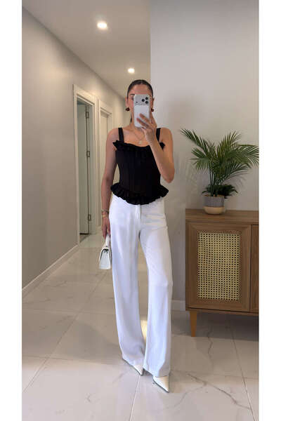 BİRCANÇİL Hulle White Tensel Palazzo Jean