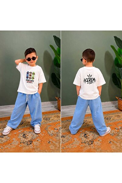 BY TUNA DESİGN Miran İsim Baskılı Erkek Çocuk Oversize Takım - Good Days Skat...