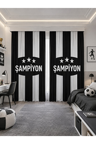 HOMESSA Black and White Champion Double Winged Children's Room Background Cur...