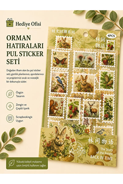 hediyeofisi Orman Hatıraları Pul Sticker Seti 4 Sayfa