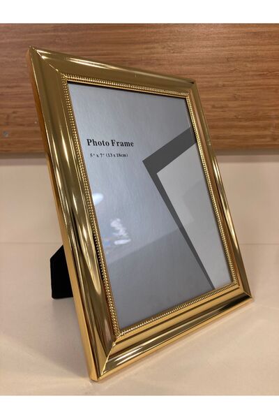 PLUS HOME RESİM ÇERÇEVESİ YENİ DÜZ MODEL PİRİNÇ KENARLI RENK ALTIN KÜÇÜKBOY EBAT 13X18 CM