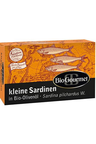 BioGourmet Sardine întregi în ulei de măsline bio, conservă 120 g