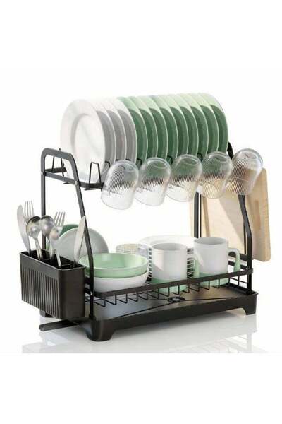 ZIMNEST 2-Tier Dish Drying Rack with No Water Buildup Drainboard, Keeps Count...