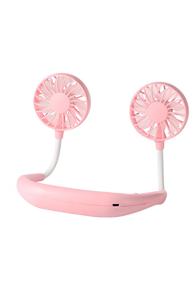 choice2 Pink USB Rechargeable Mini Sports 3-Speed Adjustable Neck Dual Fan Ho...