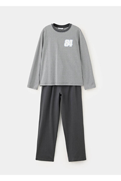 MANGO Kids Çizgili uzun pijama