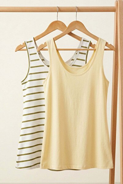 COTENCONCEPT 2 Pieces A-Line Comfortable Fit Basic Thick Strap Undershirt T-S...