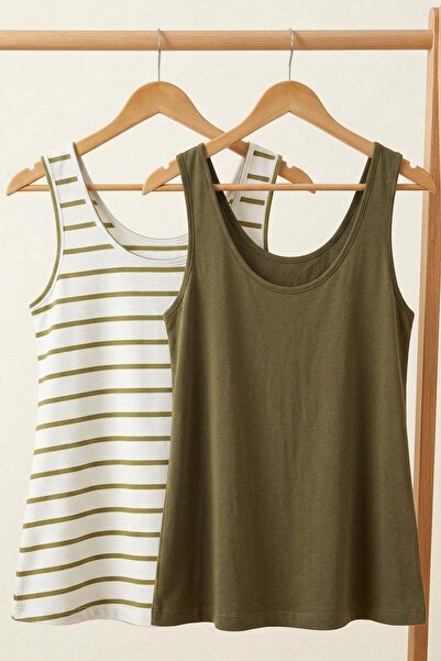 COTENCONCEPT 2 Pieces A-Line Comfortable Fit Basic Thick Strap Undershirt T-S...