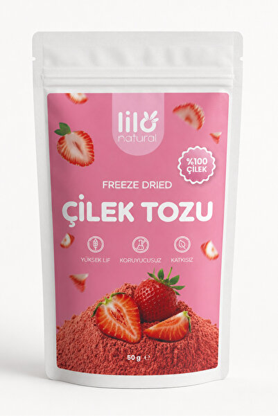 Lilo Natural Freeze Dried Çilek Tozu 50 g - %100 Çilek - Dondurularak Kurutulmuş Meyve Tozu