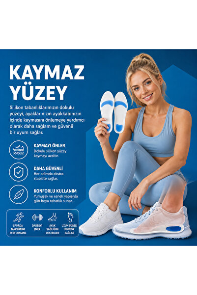 OKAVANGO Ayakkabı Tabanlığı jel Silikon Tabanlık Tam Ortopedik Anatomik Silikon Ayakkabı Tabanlığı Topuk Dikeni Tabanlık