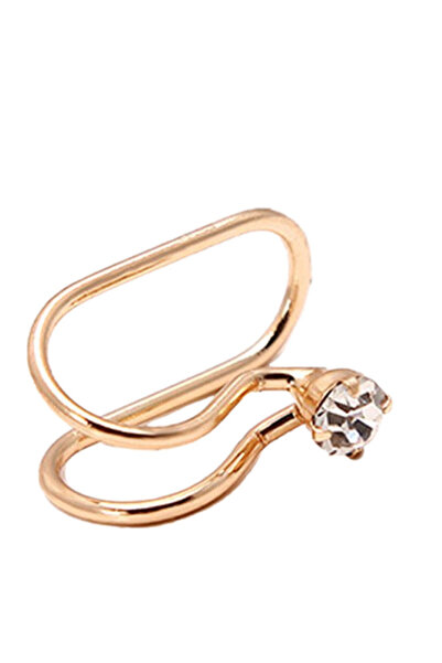 VeeShop Σκουλαρίκι τύπου ear cuff, απλό μοντέλο με στρογγυλό κρύσταλλο, πολύ ...