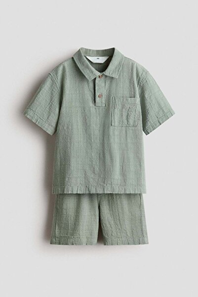 H&M 2-piece textured cotton-blend set