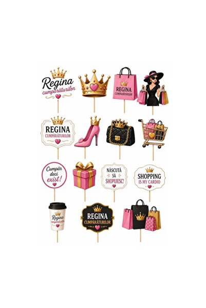 DecoParty Set de decor pentru tort – Tematică Regina Cumpărăturilor, 15 piese...
