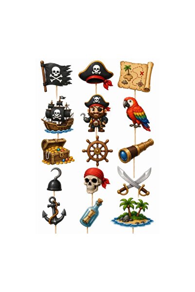 DecoParty Set de decorațiuni pentru tort – Tematică PIRATE, 15 piese, Carton,...