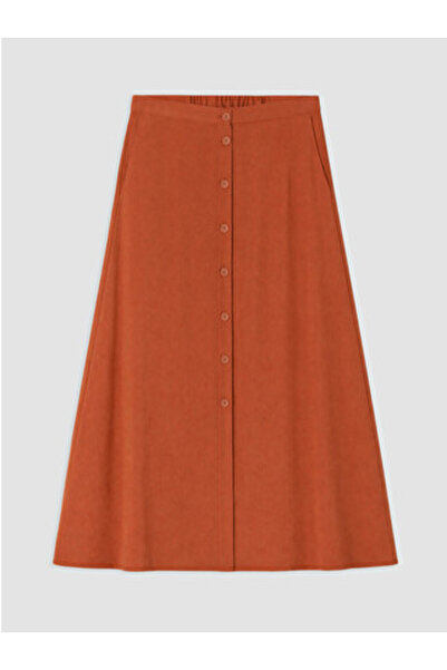 LC Waikiki Brown A-Line Skirt with Elastic Waistband