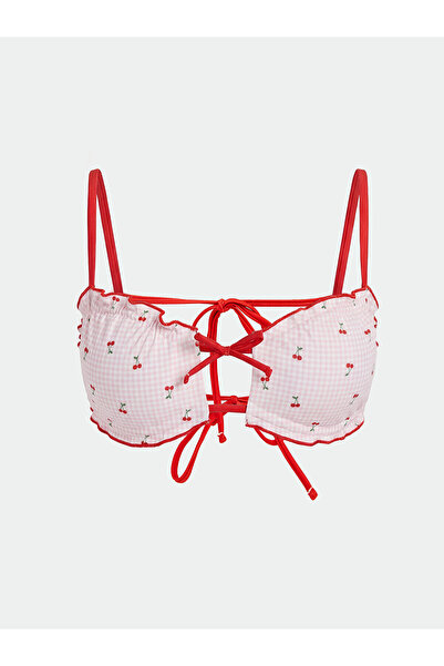 LC Waikiki LCW DREAM Pembe Çıkarılabilir Pedli Ekose Kadın Bikini Üstü