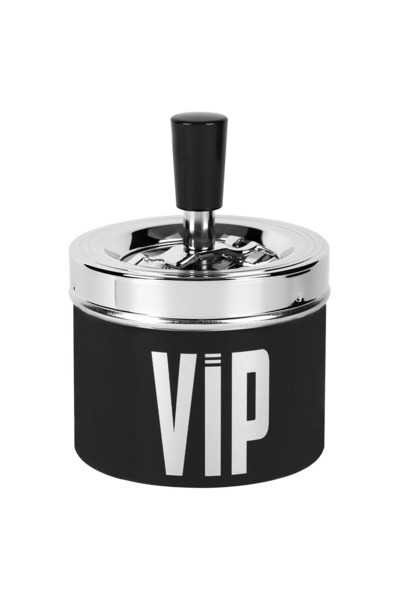 OEM Scrumieră VIP metalică anti-vânt, negru-argintiu, 9x14cm