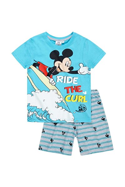 Disney Μίκυ Τυρκουάζ καλοκαιρινές πιτζάμες 3-8 ετών με βαθύ ντεκολτέ και ελασ...