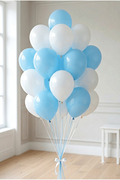 FESTİVALOON 20’li Açık Mavi Beyaz Balon Seti 11 İnç Baby Shower Doğum Günü Pa...