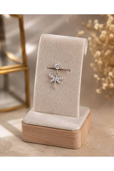 ArzaCollection Zirkon Taşlı Sallantılı Yusufçuk Tragus Piercing Küpe (Çelik Bar)