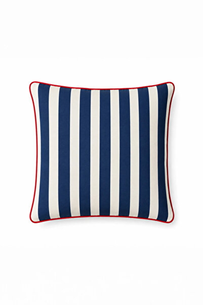 dekomall home & living Red Piping Blue Striped Throw Pillow Cover