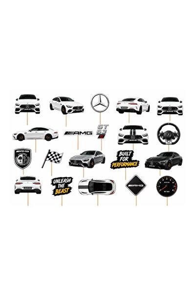 DecoParty Set de decorațiuni pentru tort – CARS - Tematică MERCEDES GT AMG, 2...