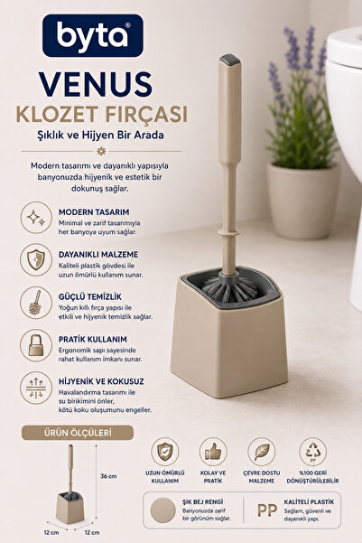 BYTA Venus Toilet Brush Set with Container, Ergonomic Handle, Hygienic Toilet...