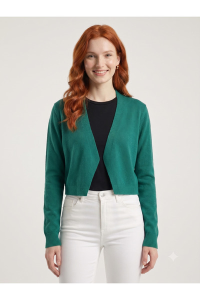 Neden Tekstil Women's Relax Fit Knitwear Cardigan - Green