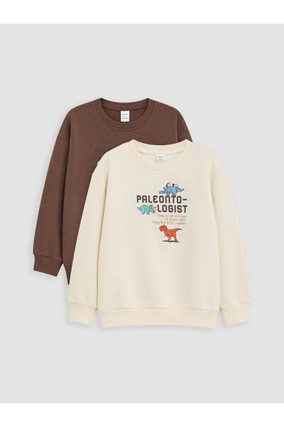 LC Waikiki Lcw Kids Brown Boys' Sweatshirt 2-Pack
