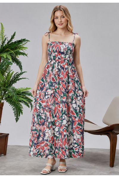 exxitcollection Patterned Cotton Long Summer Colorful Floral Print Women's Dr...
