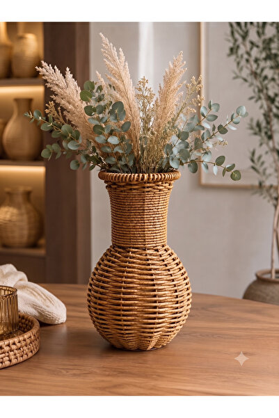 OEM El Örgüsü Rattan Dekoratif Vazo