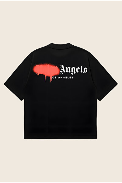 Moon Dancer Palm Angels Red Spray Printed Oversize Boxy Cut Unisex 100% Cotto...