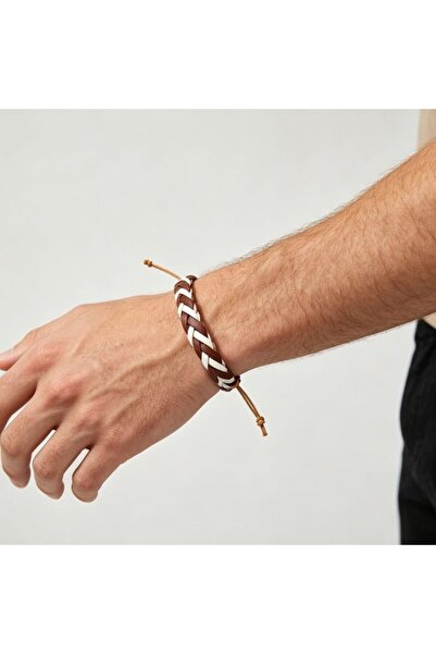 idei Faux Leather and rope bracelet, unisex adjustable with adjustable knot, ...