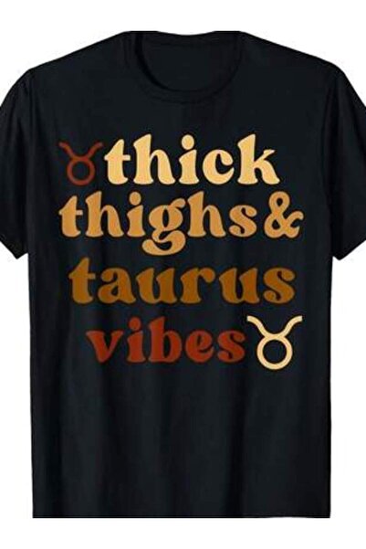 799 Zodiac T-Shirt Thick Thighs & Tau-Rus Vibes Graphic Tee All-Season Soft S...