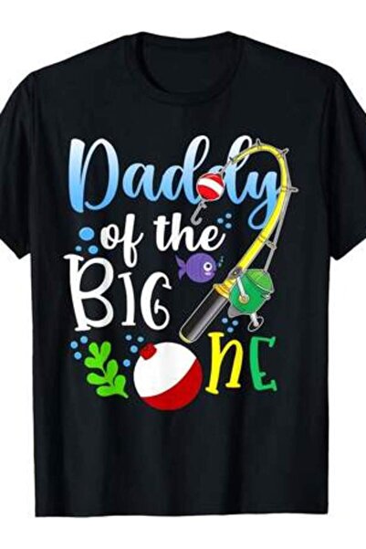 799 Daddy Of The Big One Fishing First Birthday T-Shirt, Round Black Fabric, ...