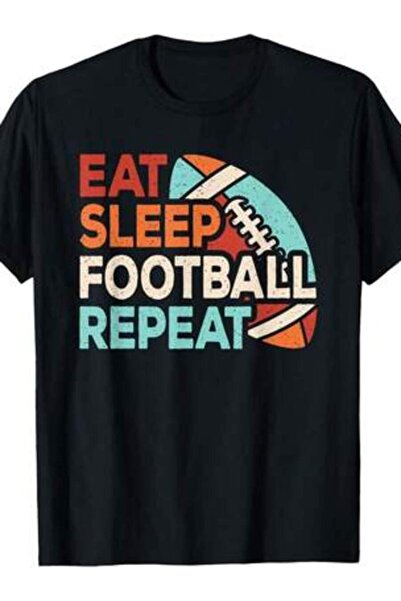 799 تي شيرت أمريكي بطباعة "Eat Sleep Repeat"، بأكمام قصيرة، تي شيرت مطبوع بطب...
