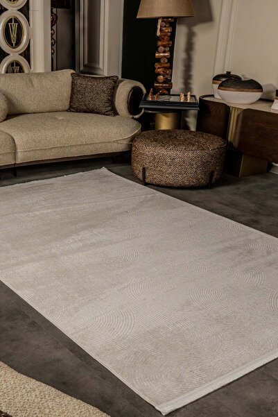 HALICIM COLLECTION TR Cunda CN010 Bej Modern Yumuşak Dokulu Halı 70x130 cm
