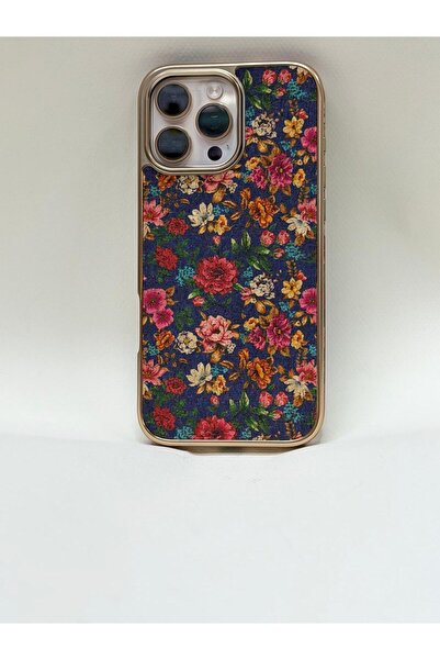 EFCASE iPhone 16 Pro Max Tuval Kılıf - Egzotik Lotus Desenli Sanatsal Koruyucu