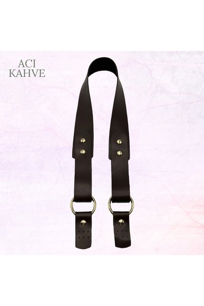Oxford İplik Rivetled Bag Handle Faux Leather 74 cm Bitter Brown