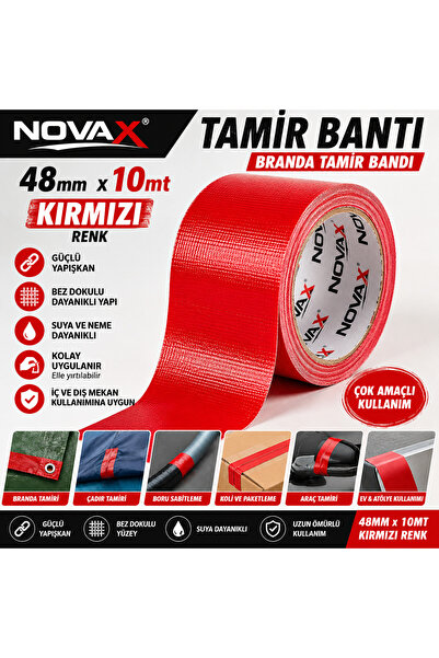Novax Tamir Bantı 48 mm x 10 Metre Kırmızı Branda Tamir Bandı