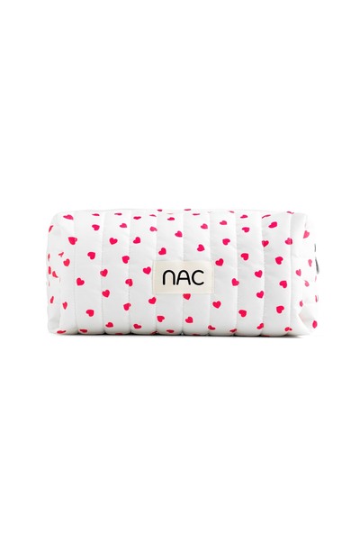 NAC STORE Daily Quilted Makeup Bag Organizer - Heart Pattern - Large Volume f...