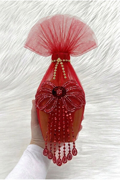 ZEYMERADE Red Test, Butterfly Applique, Sparkling Sequins and Beaded Henna Ni...
