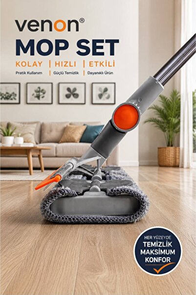 VENON Orange Pro Clean 🍊   Cârpă de rezervă cu cadou | |   Mop cu mâner telescopic de 1,50 m lungime, cu vârf din microfibră, pentru ștergerea sticlei și a podelelor, cu sistem de prindere, lavabil la mașină, pentru curățarea casei, cu mâner lung, pentru curățarea sticlei.