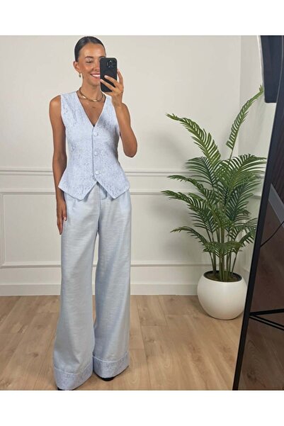 Myrum butik Roselle Bebe Mavi Yelek Pantolon Takım