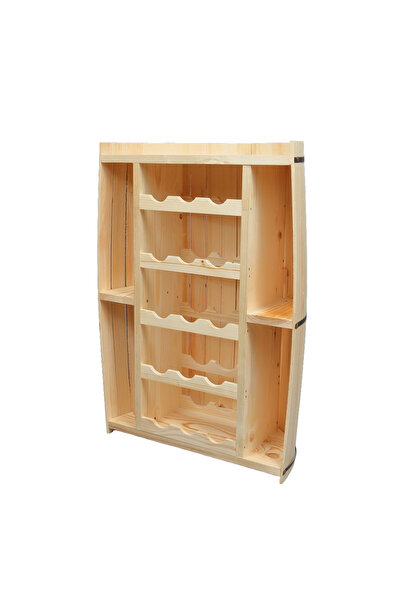 LimArt Suport Vin din Lemn Natur „Baril Grandios” (GOL), Capacitate 12 Sticle...